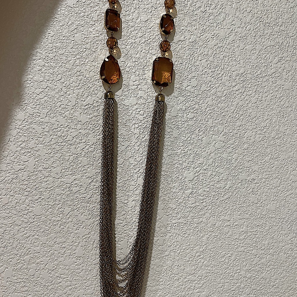 Long gold necklace